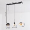 Koyoto Hanglamp, Hanglamp 20 cm Amber, Duidelijk, Rookkleurig, 3-lichts