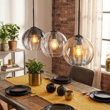 Koyoto Hanglamp, Hanglamp 20 cm Amber, Duidelijk, Rookkleurig, 3-lichts