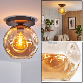 Ripoll Plafondlamp, Kogellampje Amber, 1-licht