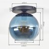Koyoto Plafondlamp, Kogellampje 25 cm Blauw, 1-licht