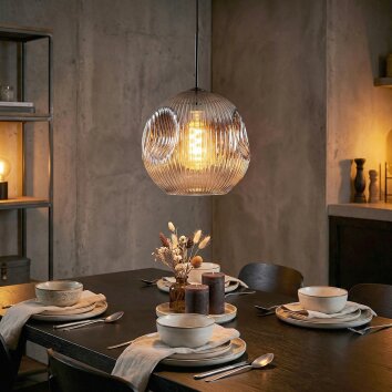 Ripoll Hanglamp, Kogellampje, Hanglamp Duidelijk, Rookkleurig, 1-licht