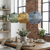 Koyoto Hanglamp, Kogellampje, Hanglamp 30 cm Blauw, Goud, Groen, 3-lichts