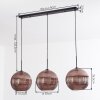 Koyoto Hanglamp, Kogellampje, Hanglamp 30 cm Koperkleurig, 3-lichts