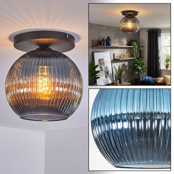 Koyoto Plafondlamp, Kogellampje 25 cm Blauw, 1-licht