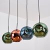 Ripoll Hanglamp, Kogellampje, Hanglamp Blauw, Groen, Koperkleurig, 4-lichts