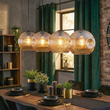 Ripoll Hanglamp, Kogellampje, Hanglamp Amber, 4-lichts