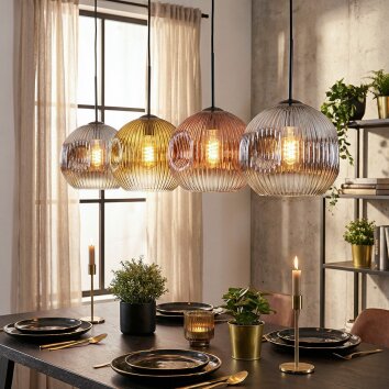 Ripoll Hanglamp, Kogellampje, Hanglamp Chroom, Goud, Duidelijk, Koperkleurig, Rookkleurig, 4-lichts