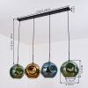 Ripoll Hanglamp, Kogellampje, Hanglamp Blauw, Goud, Groen, 4-lichts