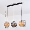 Ripoll Hanglamp, Kogellampje, Hanglamp Amber, Rookkleurig, 3-lichts