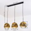 Ripoll Hanglamp, Kogellampje, Hanglamp Goud, Duidelijk, 3-lichts