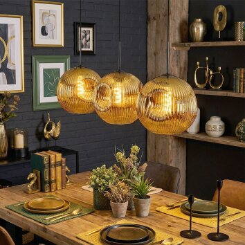 Ripoll Hanglamp, Kogellampje, Hanglamp Goud, 3-lichts