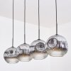Ripoll Hanglamp, Kogellampje, Hanglamp Chroom, Duidelijk, Rookkleurig, 4-lichts