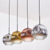 Ripoll Hanglamp, Kogellampje, Hanglamp Chroom, Goud, Duidelijk, Koperkleurig, Rookkleurig, 4-lichts