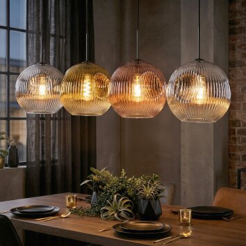 Ripoll Hanglamp, Kogellampje, Hanglamp Chroom, Goud, Duidelijk, Koperkleurig, Rookkleurig, 4-lichts