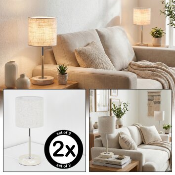 Ganik Tafellamp Chroom, Cream, Zandkleurig, 1-licht