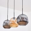 Ripoll Hanglamp, Kogellampje, Hanglamp Amber, Rookkleurig, 3-lichts