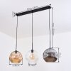 Ripoll Hanglamp, Kogellampje, Hanglamp Amber, Duidelijk, Rookkleurig, 3-lichts