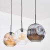 Ripoll Hanglamp, Kogellampje, Hanglamp Amber, Duidelijk, Rookkleurig, 3-lichts