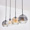 Ripoll Hanglamp, Kogellampje, Hanglamp Amber, Duidelijk, Rookkleurig, 4-lichts