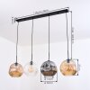 Ripoll Hanglamp, Kogellampje, Hanglamp Amber, Duidelijk, Rookkleurig, 4-lichts