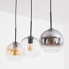 Koyoto Hanglamp, Kogellampje, Hanglamp Amber, Duidelijk, Rookkleurig, 3-lichts