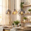 Ripoll Hanglamp, Kogellampje, Hanglamp Amber, Duidelijk, Rookkleurig, 3-lichts