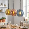 Koyoto Hanglamp, Kogellampje, Hanglamp Blauw, Goud, Koperkleurig, 3-lichts