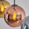 Koyoto Hanglamp, Kogellampje, Hanglamp Blauw, Goud, Koperkleurig, 3-lichts