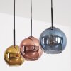 Koyoto Hanglamp, Kogellampje, Hanglamp Blauw, Goud, Koperkleurig, 3-lichts