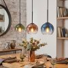 Koyoto Hanglamp, Kogellampje, Hanglamp Blauw, Groen, Duidelijk, Koperkleurig, 3-lichts