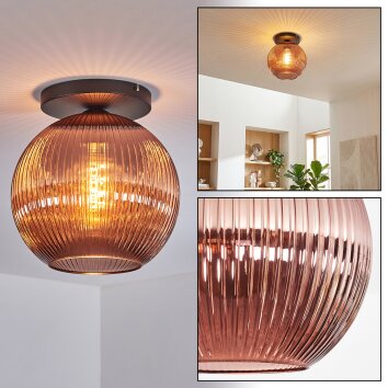 Koyoto Plafondlamp, Kogellampje 30 cm Koperkleurig, 1-licht