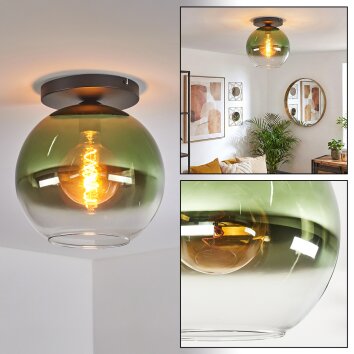 Koyoto Plafondlamp, Kogellampje 30 cm Groen, Duidelijk, 1-licht