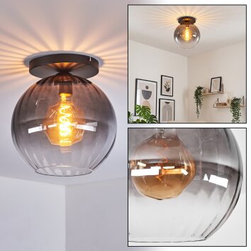 Koyoto Plafondlamp, Kogellampje 30 cm Duidelijk, Rookkleurig, 1-licht