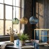 Koyoto Hanglamp, Kogellampje, Hanglamp Blauw, Goud, Groen, 3-lichts