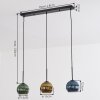 Koyoto Hanglamp, Kogellampje, Hanglamp Blauw, Goud, Groen, 3-lichts