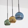 Koyoto Hanglamp, Kogellampje, Hanglamp Blauw, Goud, Groen, 3-lichts
