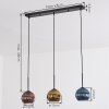Koyoto Hanglamp, Kogellampje, Hanglamp Blauw, Goud, Koperkleurig, 3-lichts