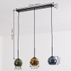 Koyoto Hanglamp, Kogellampje, Hanglamp Blauw, Goud, Groen, 3-lichts