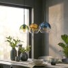 Koyoto Hanglamp, Kogellampje, Hanglamp Blauw, Goud, Groen, Duidelijk, 3-lichts