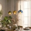 Koyoto Hanglamp, Kogellampje, Hanglamp Blauw, Goud, Groen, Duidelijk, 3-lichts