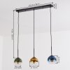 Koyoto Hanglamp, Kogellampje, Hanglamp Blauw, Goud, Groen, Duidelijk, 3-lichts