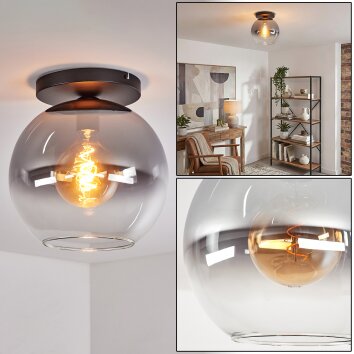 Koyoto Plafondlamp, Kogellampje 30 cm Duidelijk, Rookkleurig, 1-licht