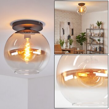 Koyoto Plafondlamp, Kogellampje 30 cm Amber, Duidelijk, 1-licht
