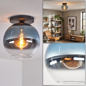 Koyoto Plafondlamp, Kogellampje 30 cm Blauw, Duidelijk, 1-licht