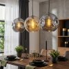 Ripoll Hanglamp, Kogellampje, Hanglamp Amber, Rookkleurig, 3-lichts