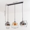 Ripoll Hanglamp, Kogellampje, Hanglamp Amber, Duidelijk, Rookkleurig, 3-lichts