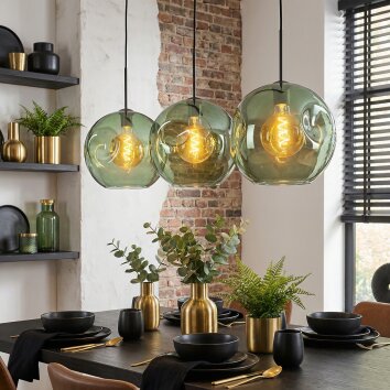 Ripoll Hanglamp, Kogellampje, Hanglamp Groen, 3-lichts