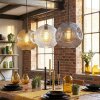 Ripoll Hanglamp, Kogellampje, Hanglamp Amber, Duidelijk, Rookkleurig, 3-lichts