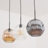 Ripoll Hanglamp, Kogellampje, Hanglamp Amber, Duidelijk, Rookkleurig, 3-lichts