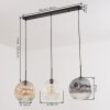 Ripoll Hanglamp, Kogellampje, Hanglamp Amber, Duidelijk, Rookkleurig, 3-lichts